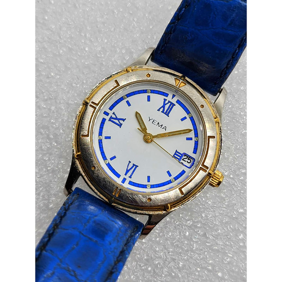 Yema Paris French France Blue White Gold Silver Santorini Style Watch YE383 V722 - Picture 1 of 9